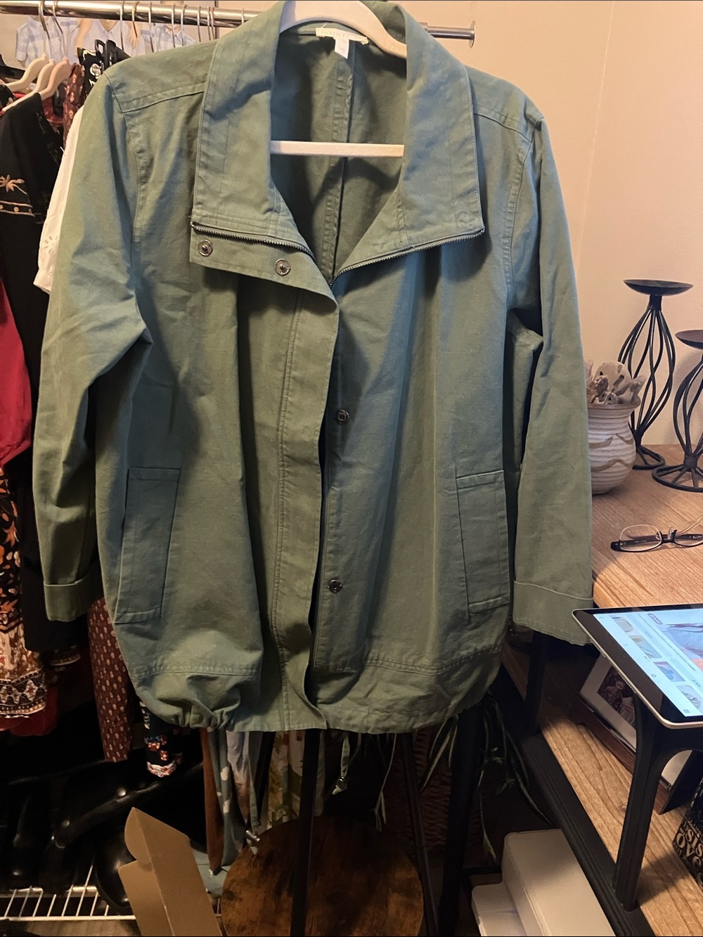 Eileen Fisher Olive Green Lightweight Utility Jacket